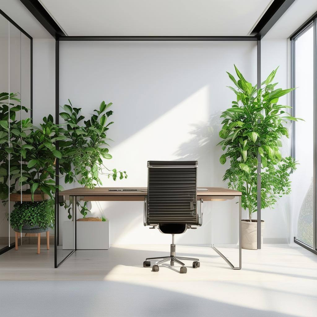 minimalist office space with plant-1