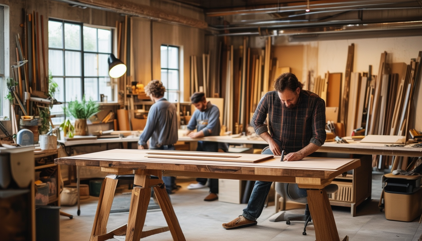 A team of dedicated artisans crafting bespoke offi A team of dedicated artisans crafting bespoke offi